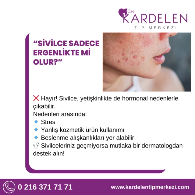 Sivilce yalnızca ergenlik döneminde görülen bir durum değildir. Hormonal değişiklikler, stres ve yaşam alışkanlıkları gibi farklı etkenler yetişkinlik döneminde de etkili olabilir.
Bu içerikte sivilce oluşumu hakkında genel bilgilere yer verilmiştir.
#sivilce
#ciltsağlığı
#dermatoloji
#sağlıkbilgisi
#genelbilgi
